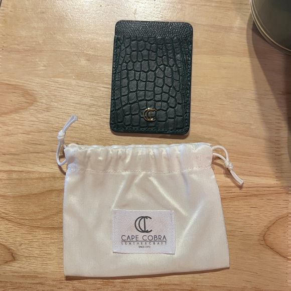New Cape Cobra dark Green Crocodile Card Holder for cell phone.
